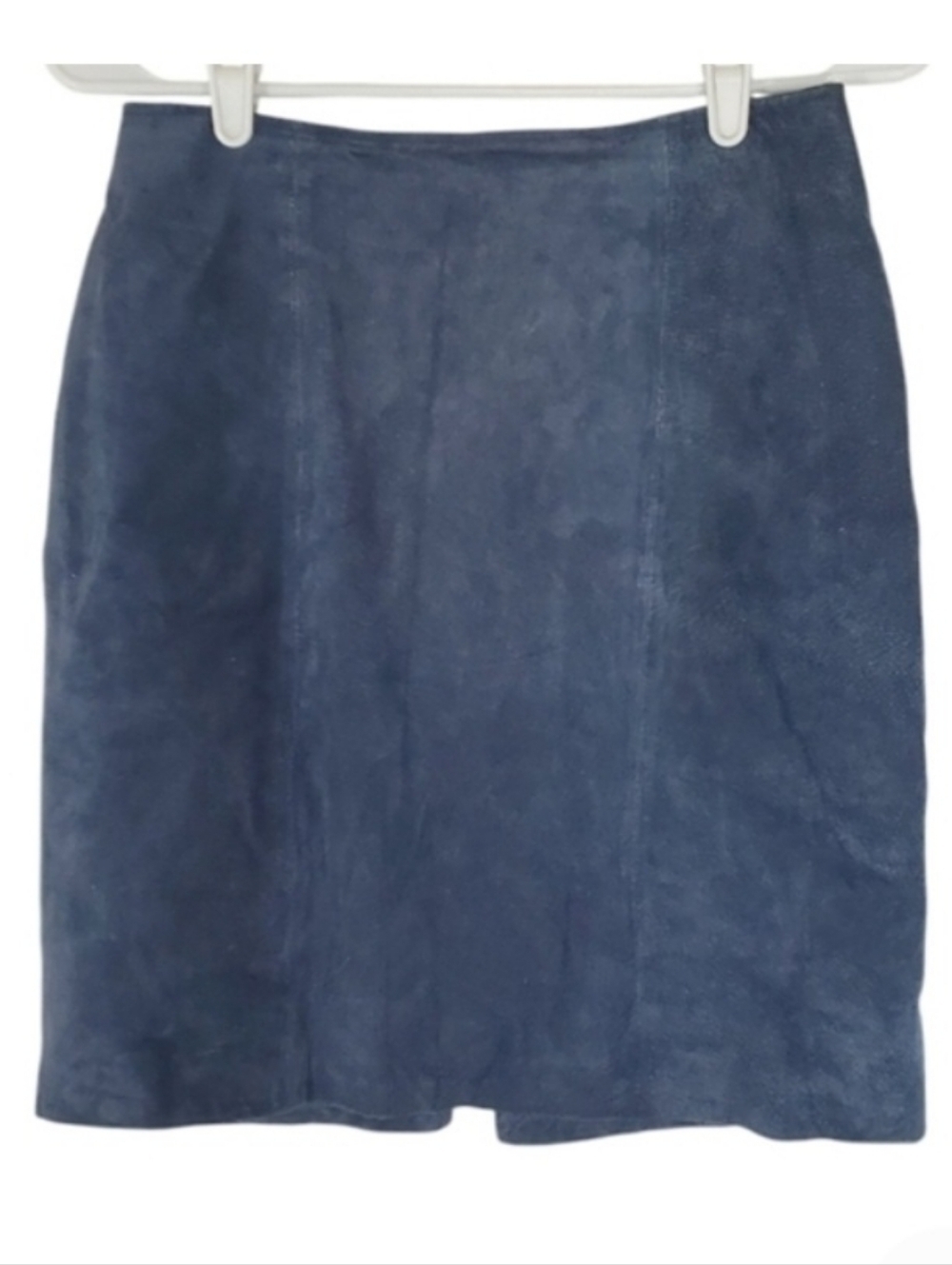 7420 * Leather By Wilsons Suede Mini Skirt Navy Blue Size 10 Vintage 80s